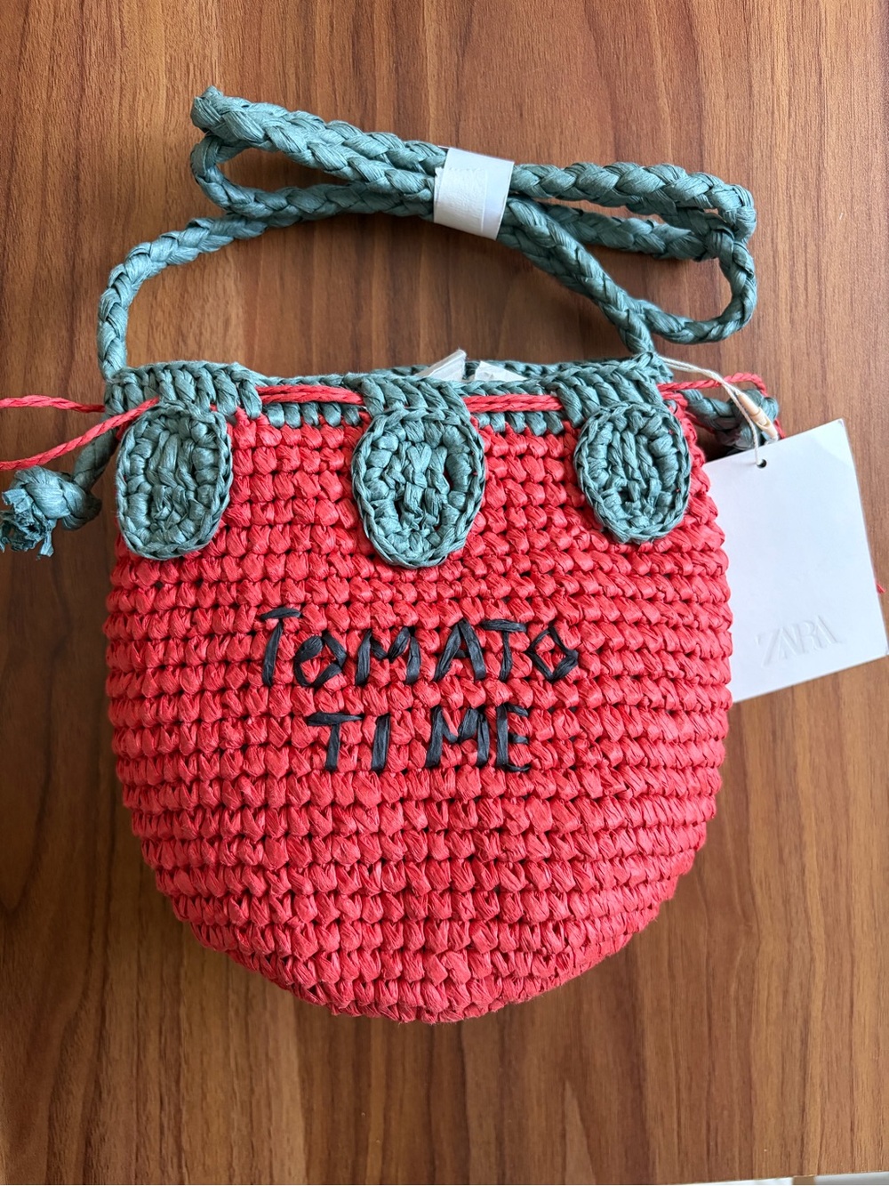NWT ZARA Tomato Time Woven Crossbody Bag